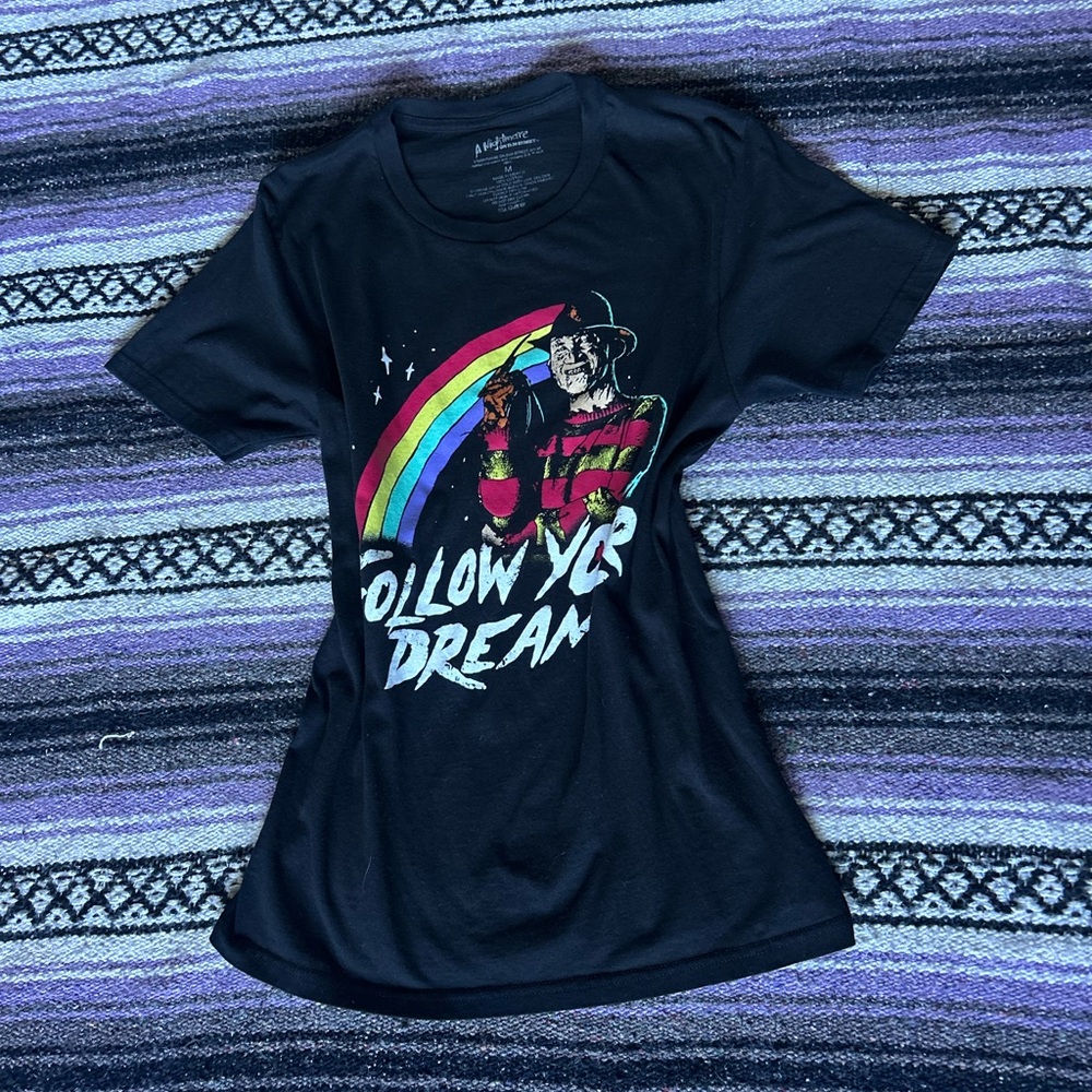 Black Graphic Tee with Freddy Krueger design
